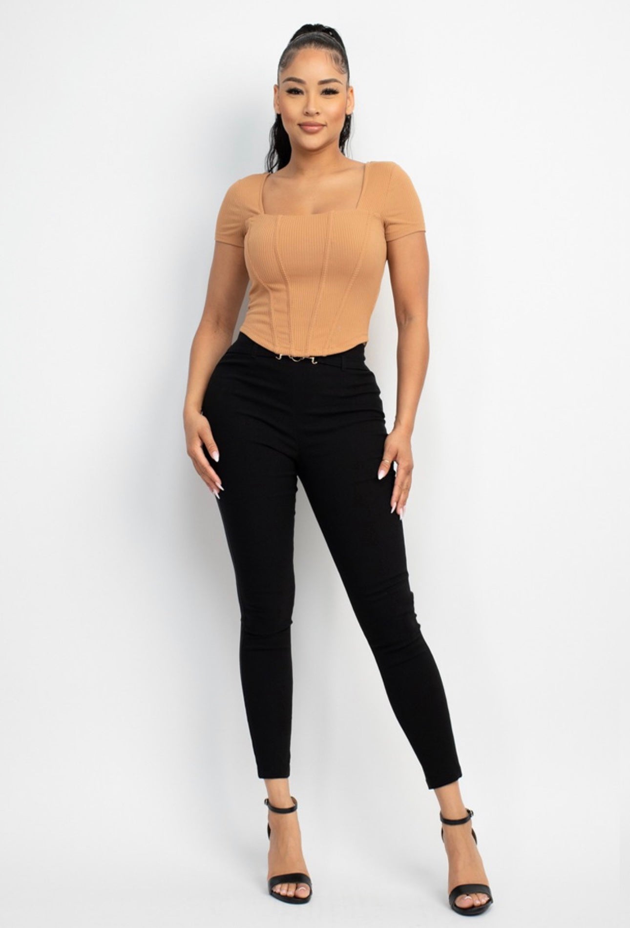 Ribbed Corset Crop Top